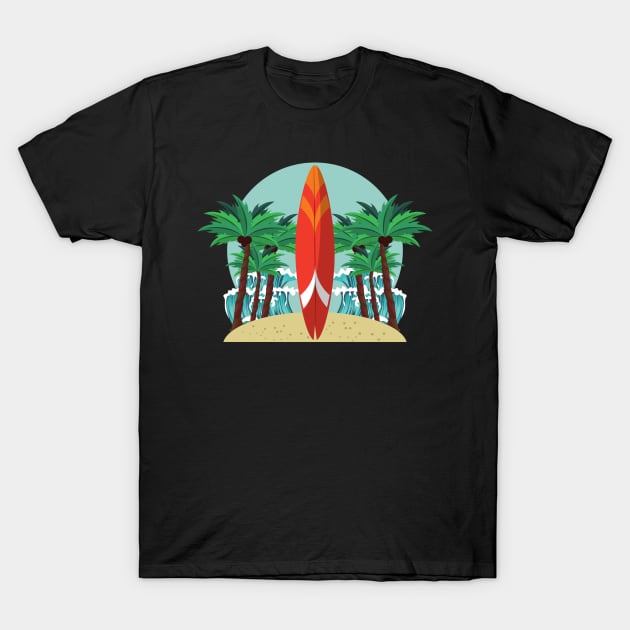 surfboards standing at sunrise | Gift idea T-Shirt by French Culture Shop